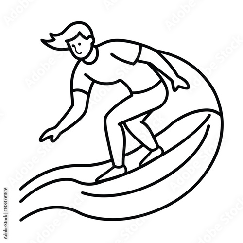 silhouette line art of a surfer 