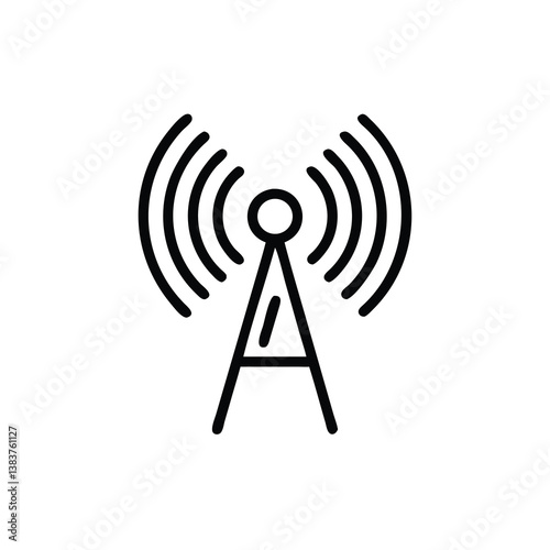 Simple black line icon of a wireless antenna