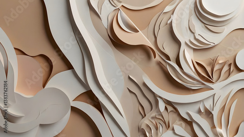 Minimal Geometric Paper Cut Layered Background
