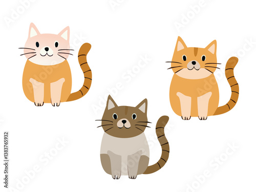 個性的なかわいい3匹の猫のイラスト