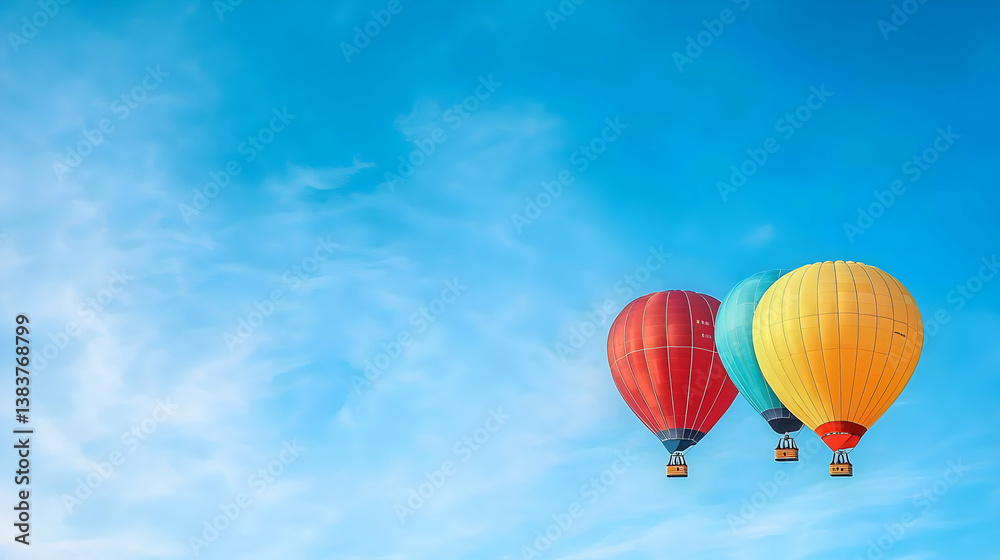 Fototapeta premium Colorful Hot Air Balloons Against A Blue Sky