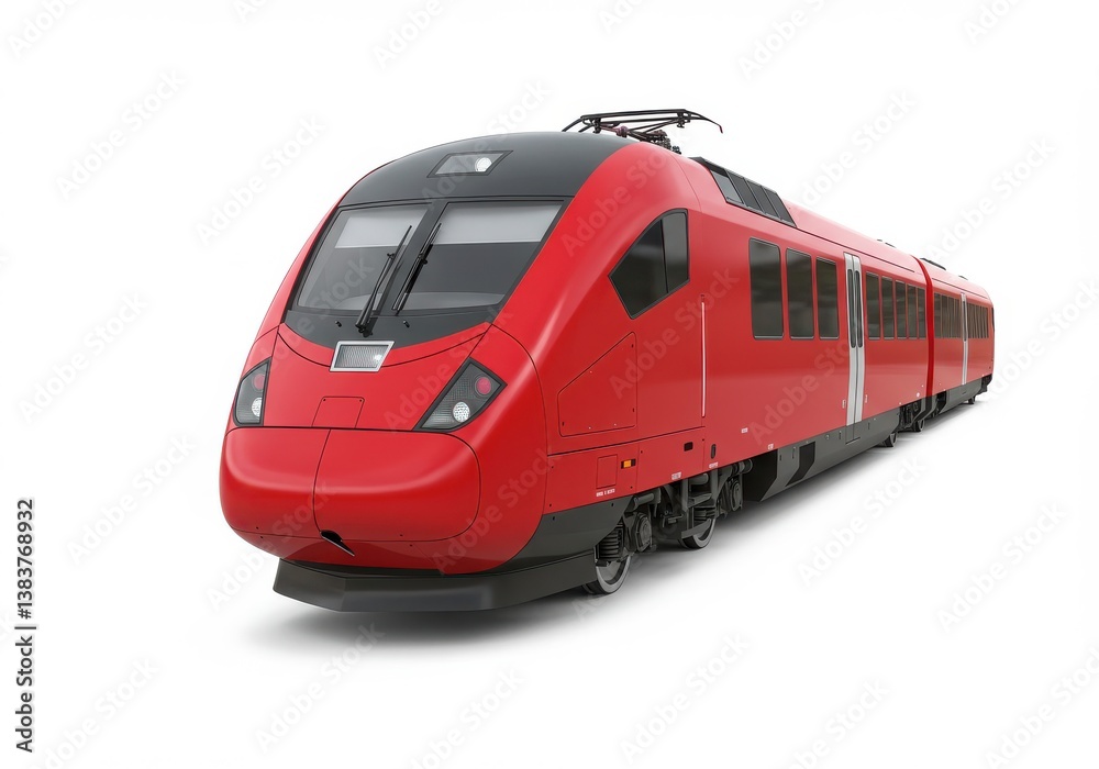 Fototapeta premium Modern red passenger train sleek
