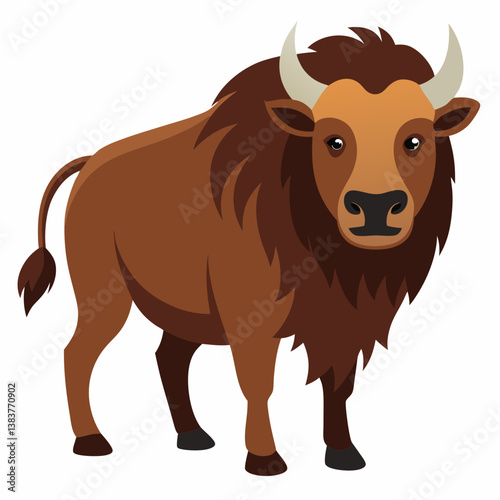 Minimalist American Bison Vector on White Background