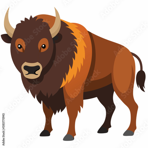 Minimalist American Bison Vector on White Background