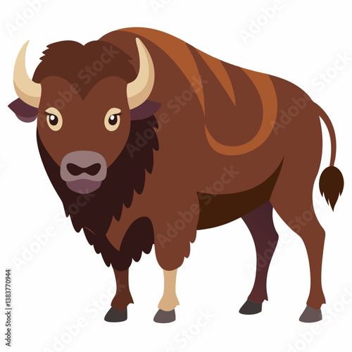 Minimalist American Bison Vector on White Background