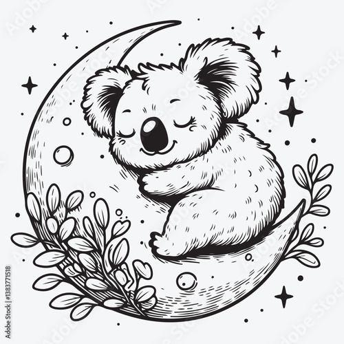 Canvas Print A Cute Koala on the moon stock illustration
