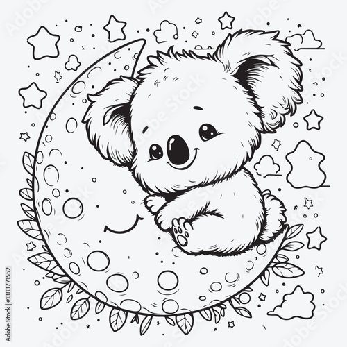 Canvas Print A Cute Koala on the moon stock illustration