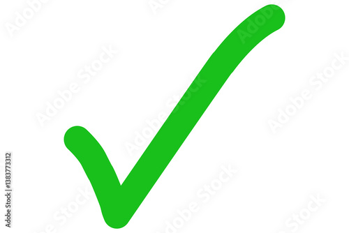 Vector graphic of hand written green check mark. Illustration made April 4th, 2025, Zurich, Switzerland.