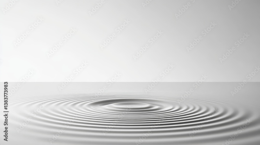 Fototapeta premium Serene Ripple: A Study in Minimalist Motion, Concentric Waves Radiating in a Soft, Monochromatic Palette