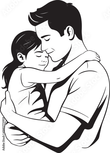 Silhouette of father and daughter vector 
