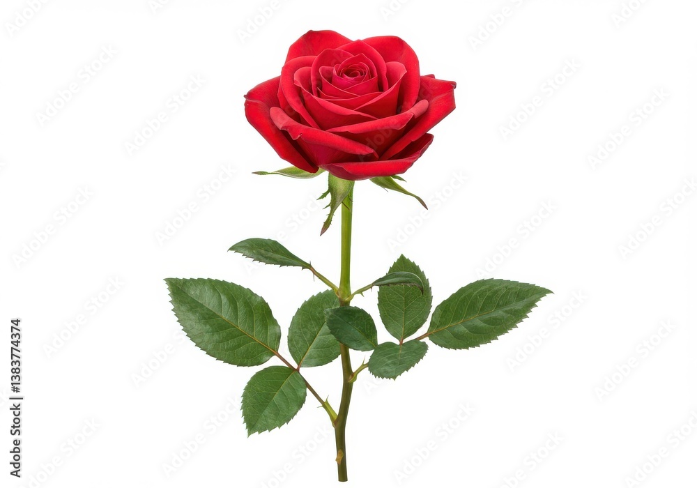 Red rose single stem vibrant Red rose single stem vibrant