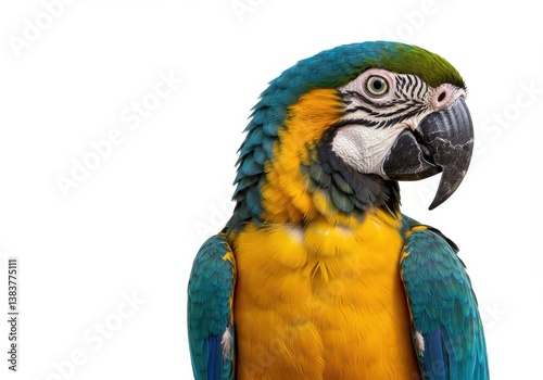 Vibrant blue gold macaw detailed