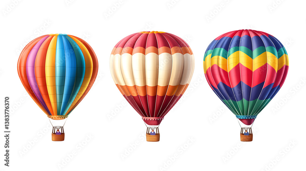 Obraz premium Pack of Hot Air Balloons set Against Transparent Background for Travel Branding, Adventure Designs, or Aesthetic Illustrations