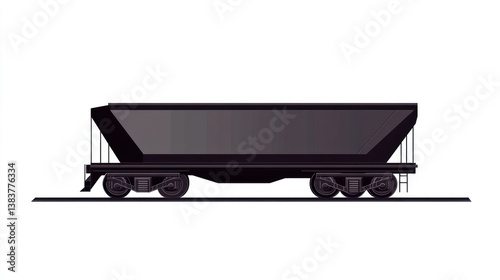 Coal hopper railcar on tracks; industrial transport