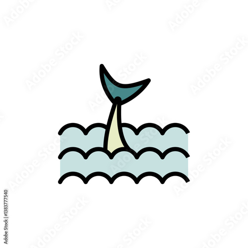 Fish color icon. Seafood product sign, ocean fish cooking or culinary ingredient symbol. Best for menus of restaurants, cafes, bars and food courts. Simple vector illustration for mobile concept and w