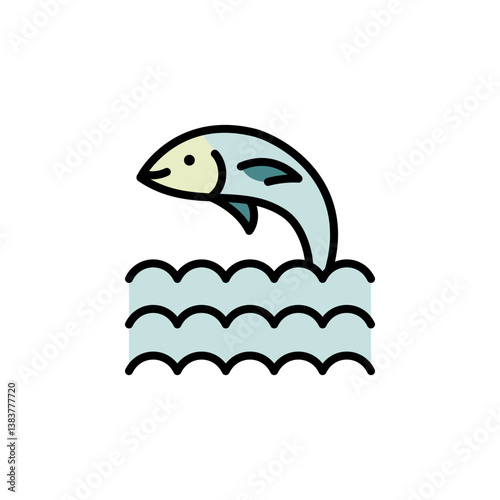 Fish color icon. Seafood product sign, ocean fish cooking or culinary ingredient symbol. Best for menus of restaurants, cafes, bars and food courts. Simple vector illustration for mobile concept and w