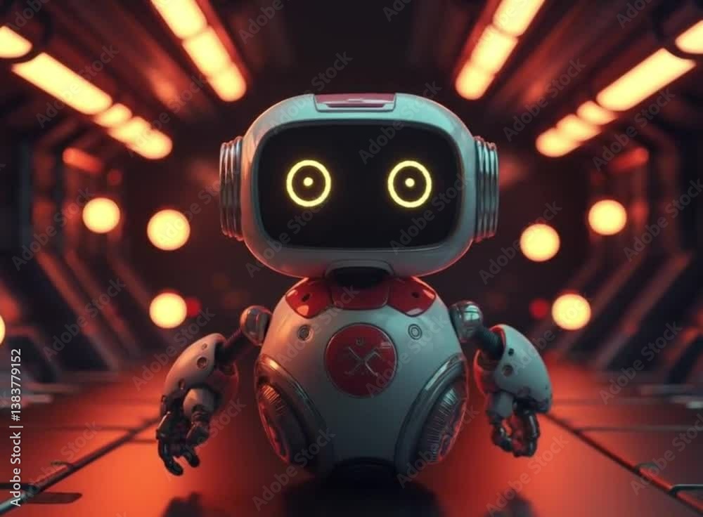 red santa robot moving forward