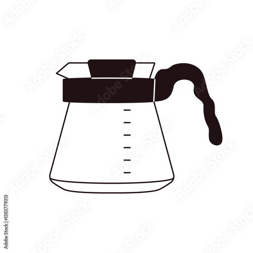 Pour over coffee pot. Alternative manual coffee brewing method, hipster glass dripper with filter, morning beverage in coffeemaker. Vector isolated illustration