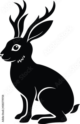 Jackalope Silhouette Vector & Mythical Creature Icon