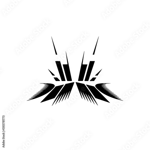Abstract Black Graphic with Spiky Lines, Modern Design