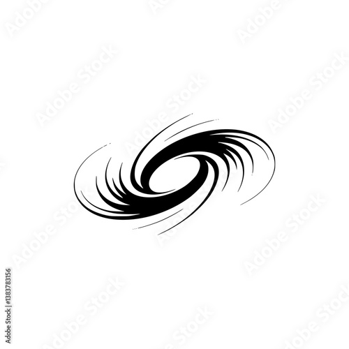 Abstract Black Whirl Design on White Background