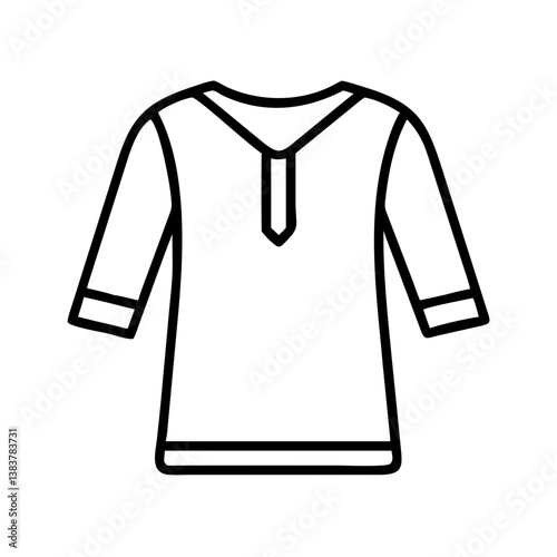 Traditional kurta shirt vector illustration indian pakistani clothing fashion apparel ethnic garment style 