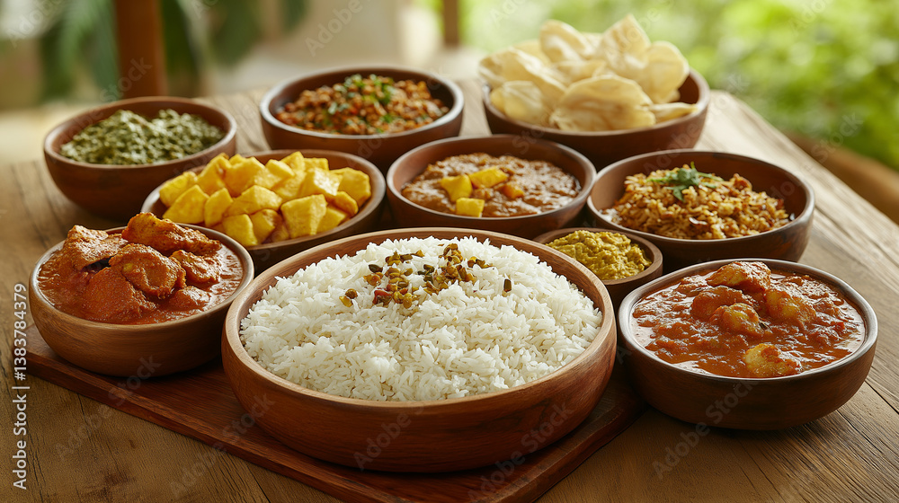 Kerala Sadhya Feast Served On Table Kerala Sadhya Feast Served On Table