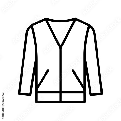 Outline cardigan sweater vector graphic for fashion design and apparel illustration minimalist clothing icon design