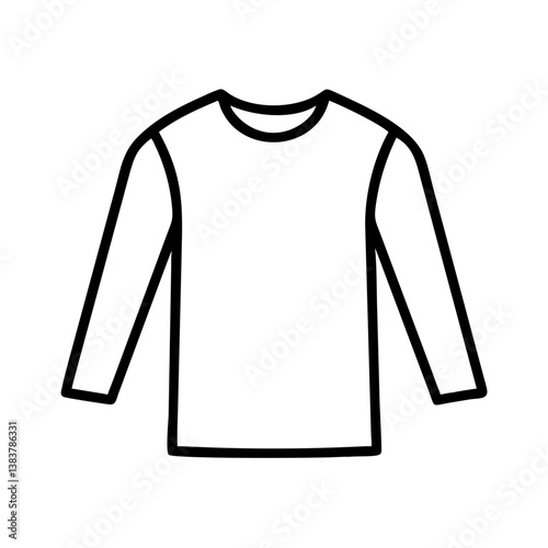 Long sleeve shirt outline vector illustration for fashion design and apparel template mock up and clothing