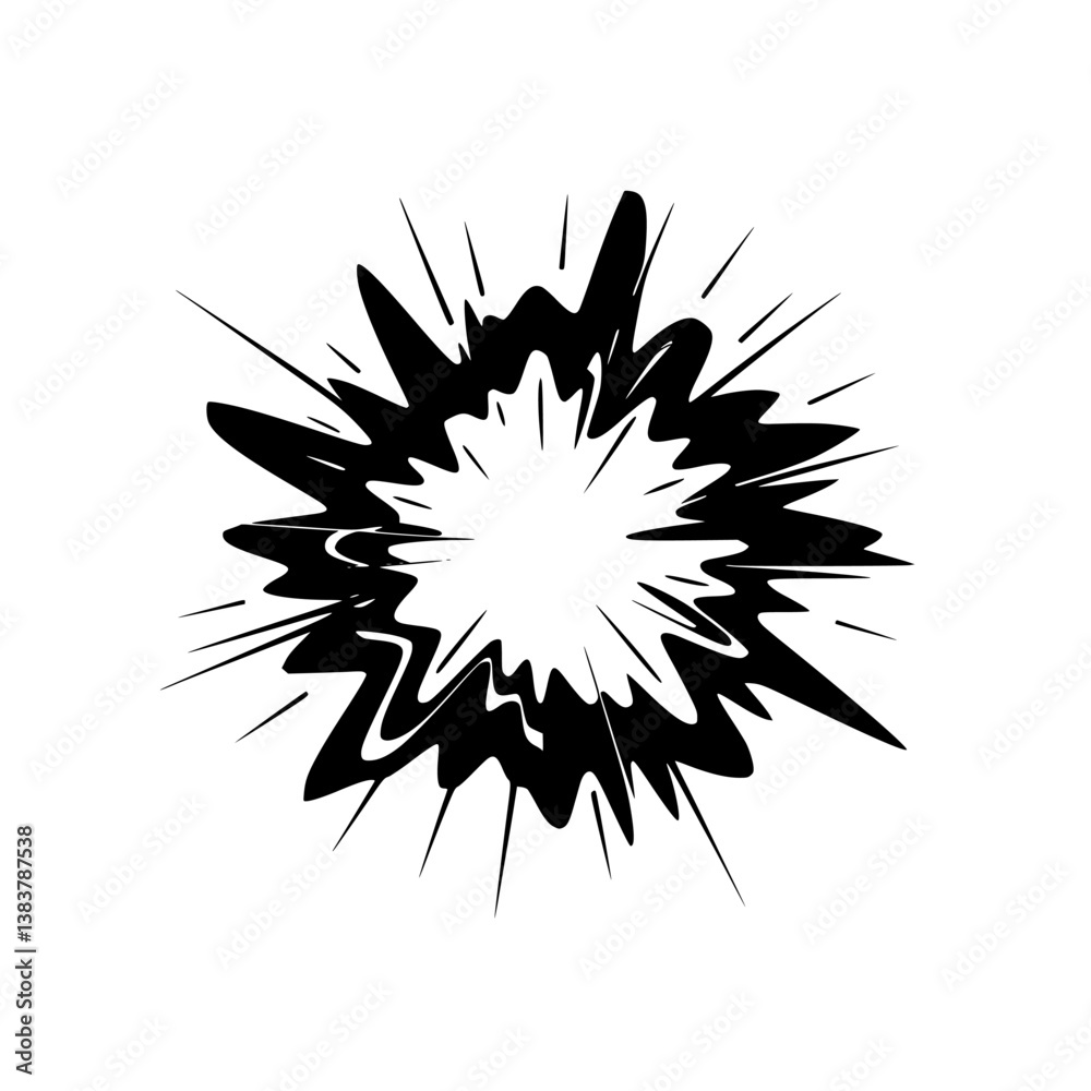Fototapeta premium Vector Black and White Explosion Effect, Comic Book Style, on White Background