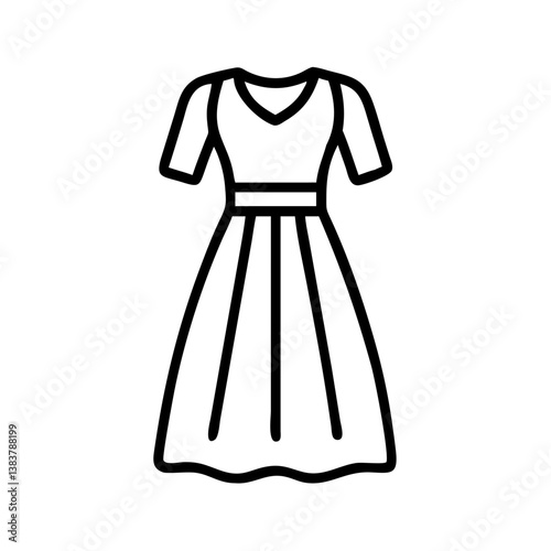 Outline dress fashion vector illustration, elegant clothing apparel design for women and girls style icon