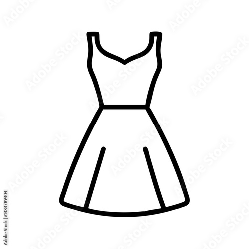 Outline drawing of a dress fashion apparel garment clothing vector illustration summer dress party dress  char