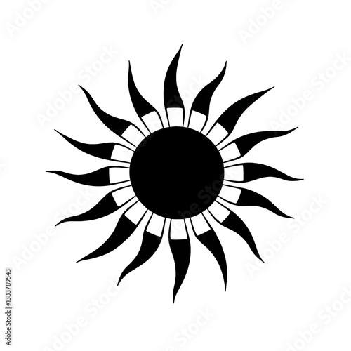 sun and flower symbol icon on transparent PNG background