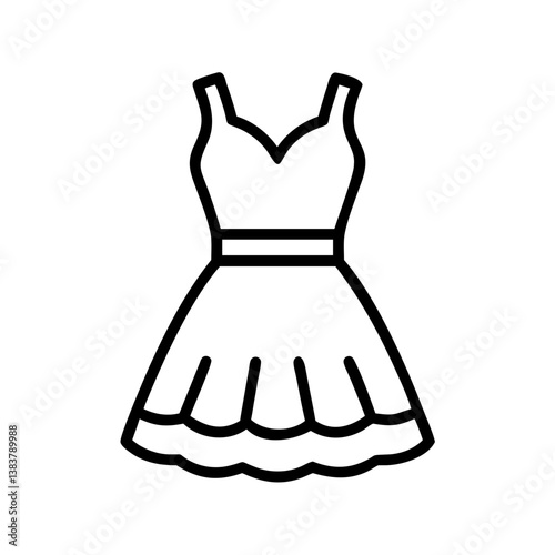 Outline dress vector icon summer fashion apparel women clothing design elegant style garment frock sundress  char