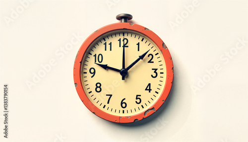 Vintage clock on plain white background, nostalgic charm