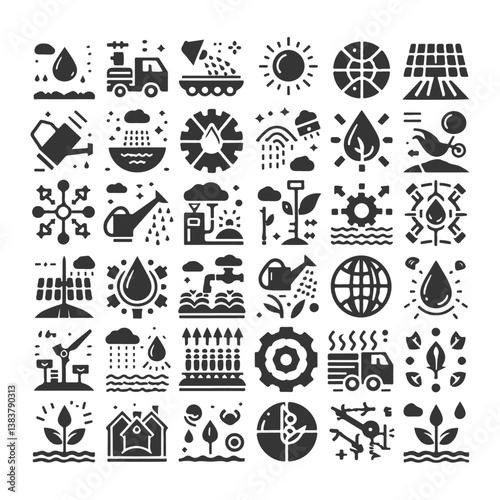 Seasonal farming icon set, crop rotation symbols, sustainable planting cycles, organic harvests, regenerative agriculture, vector illustrations, modern eco-friendly line art