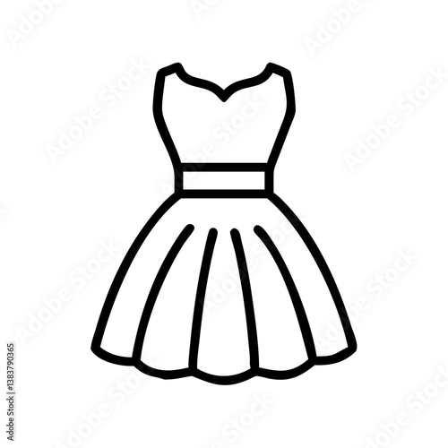 Elegant dress fashion apparel vector icon for women clothing boutique and online store design asset vector