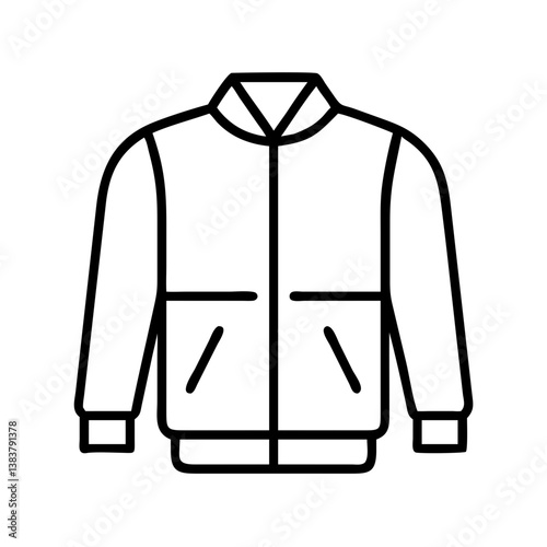 Bomber jacket outline vector icon illustration for fashion apparel and outerwear design needs exactly one hundred