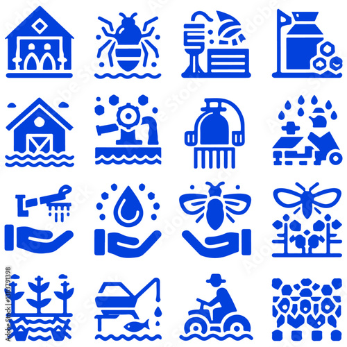 Travel Icon Set with Symbols for Vacation, Tourism, and Transport Elements