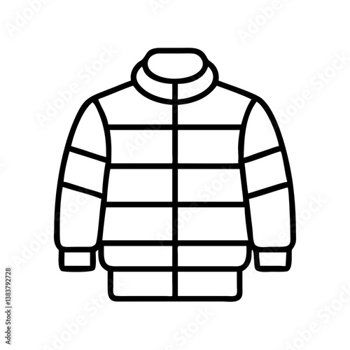 Winter jacket puffer coat outline vector design element for fashion apparel and cold weather clothing 