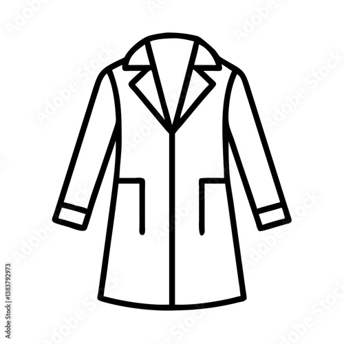 Outline drawing of a stylish trench coat fashion apparel outerwear for women and men clothing style 