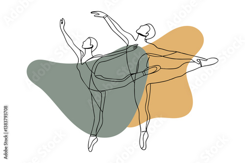 one line drawing of Couple Dance, vector illustration