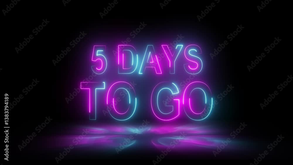 5 days to go letter intro template animation with neon line. 5 days to go letter intro template animation with neon line.