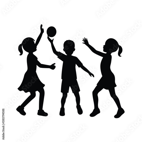 vector-silhouette-stylish-silhouette-set-of-kids 