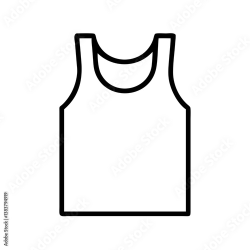 Outline vector graphic of a blank tank top undershirt for men and women basic apparel garment icon 