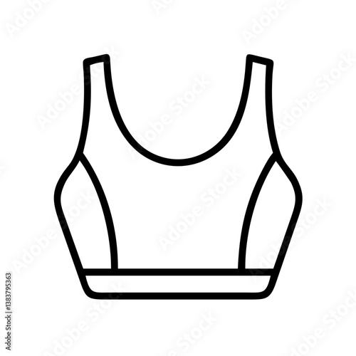 Outline style sports bra vector image for activewear apparel and fitness fashion design and athletic clothing icon
