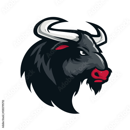 Esports vector logo featuring a fierce yak head in side view showcasing power and determination