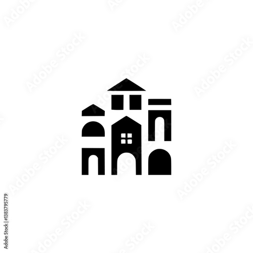 Wallpaper Mural Abstract Black Building Block Illustration on White Background Torontodigital.ca