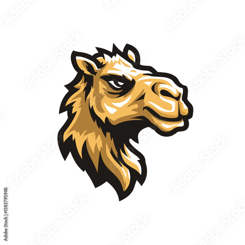 Unique esports vector logo featuring a stylized head of a camel for competitive gaming teams or events