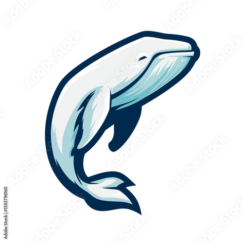 Creative esports logo featuring a white beluga whale in a side view design for branding and gaming teams